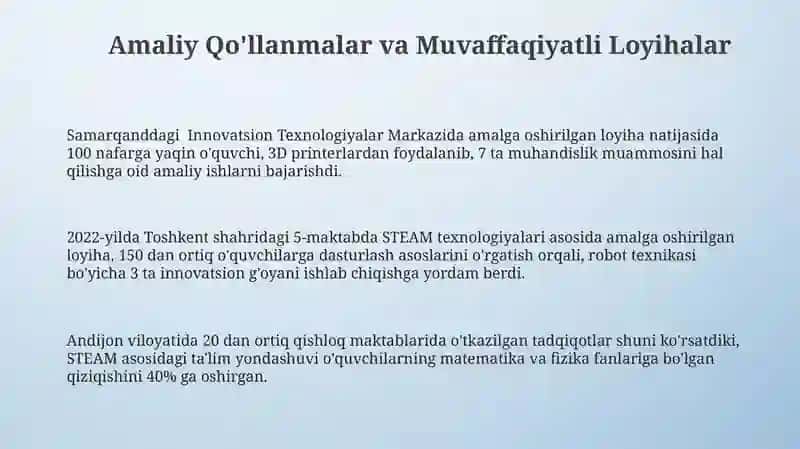 STEAM taʼlim texnologiyasi talabalari asosida ilmiy-texnik muammolarni hal qilish 3