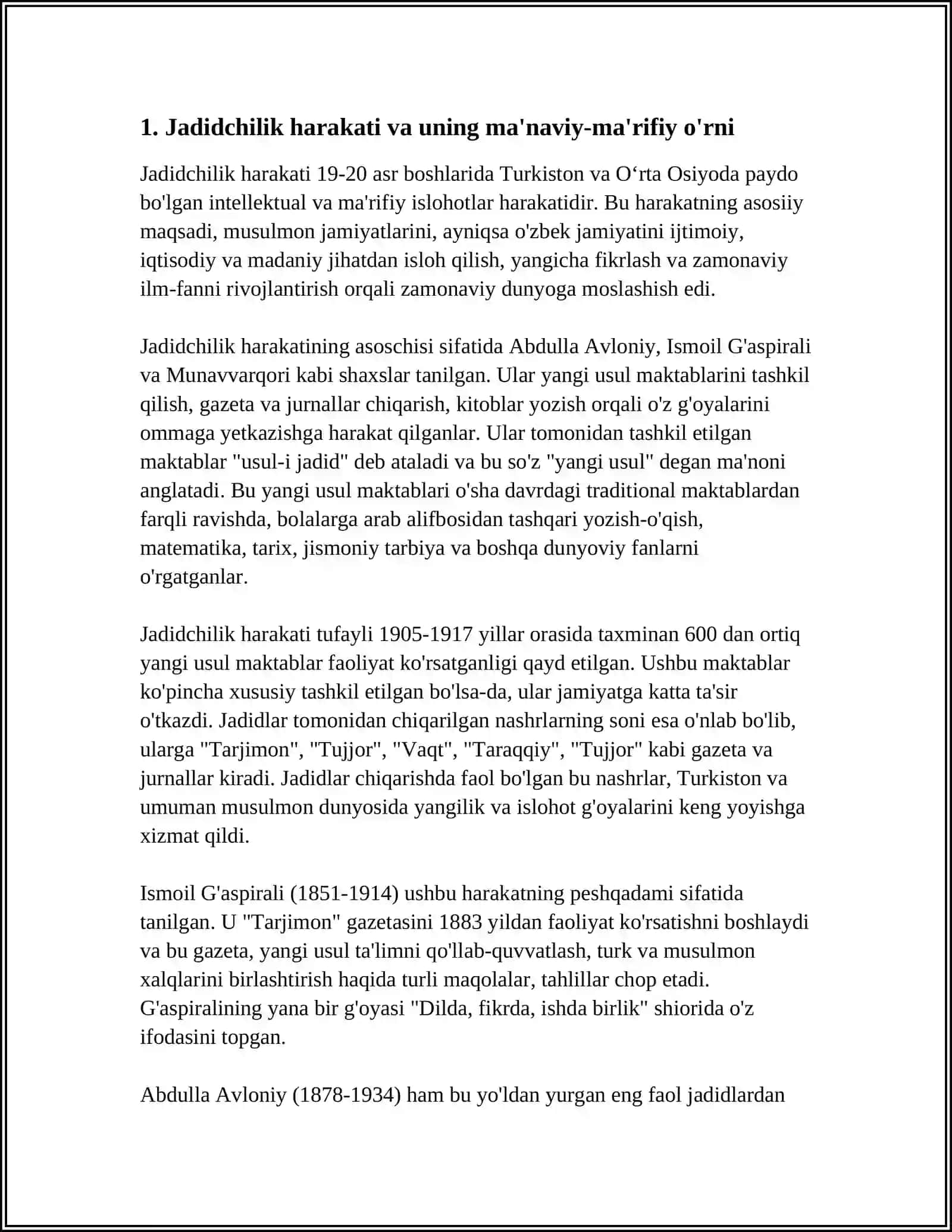 JADID MA'RIFATPARVARLARINING ŌLKA IJTIMOIY-MA'NAVIY HAYOTIDA TUTGAN O'RNI 3