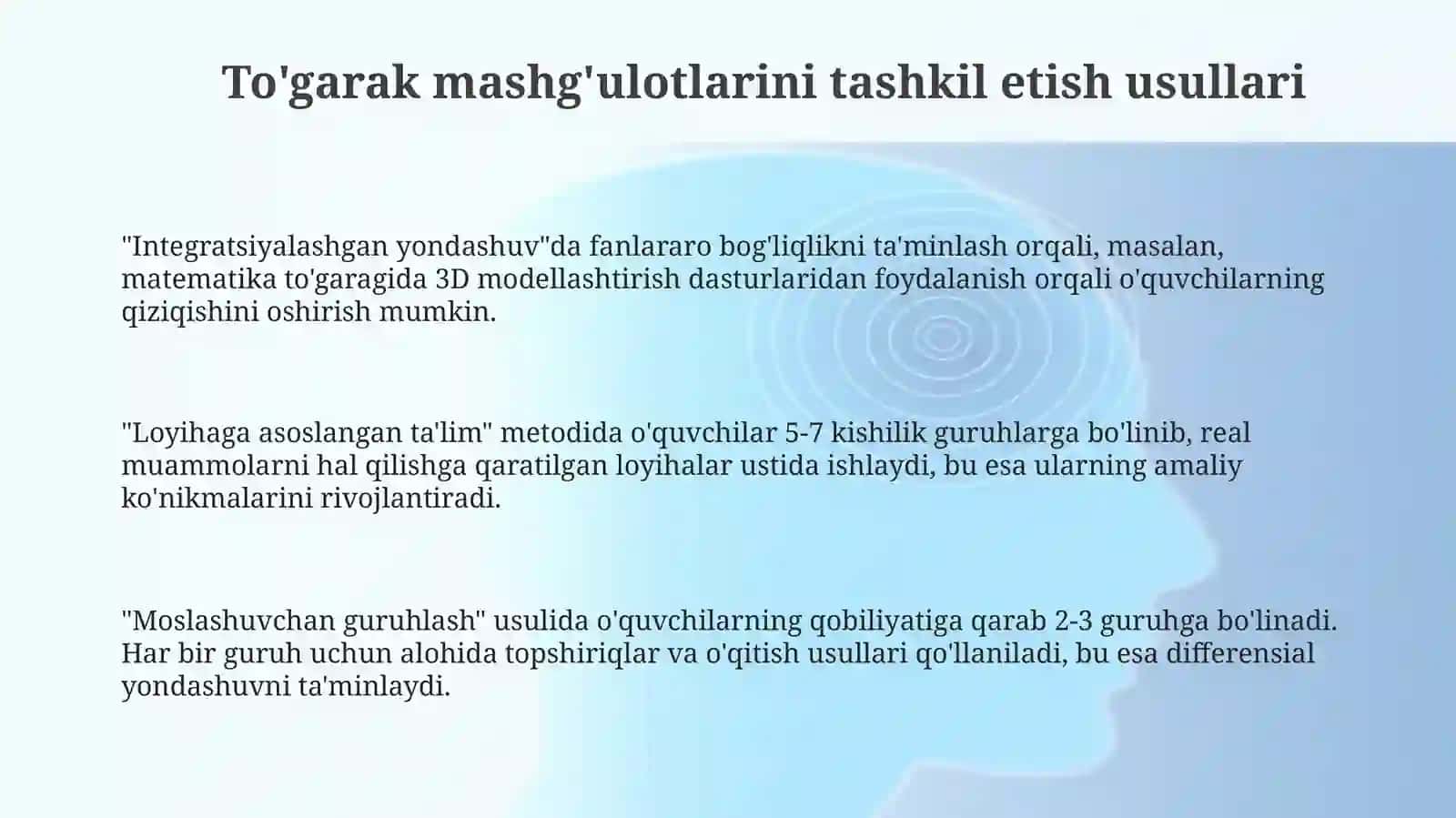 To'garak mashg'ulotlari tashkil etish usullari 3
