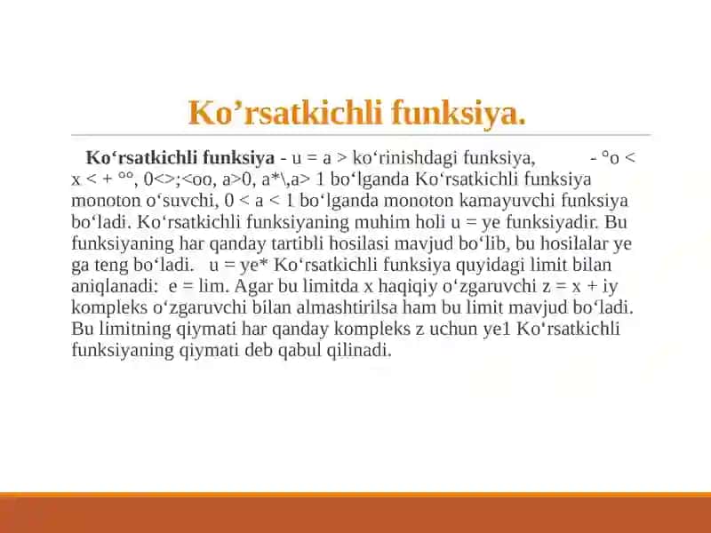 Ko’rsatkichli va logorifmli funksiya 3