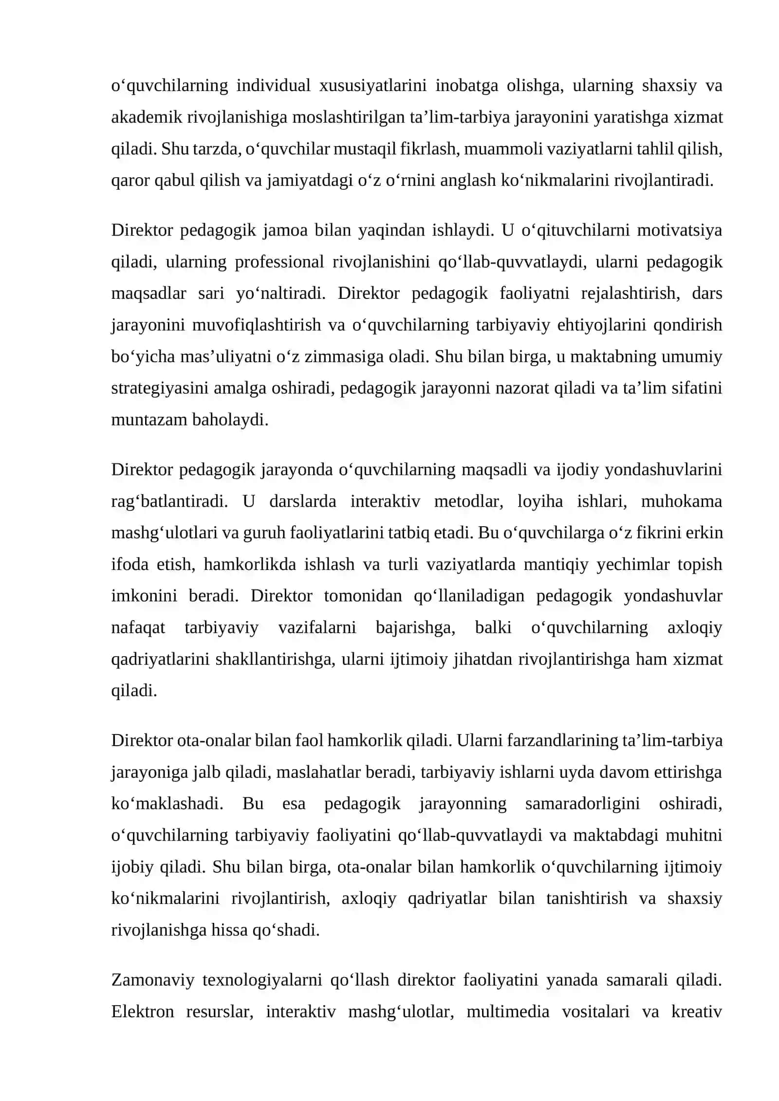 O‘rta ta’lim maktabida pedagogik jarayonni samarali boshqarishda direktorning roli va strategik yondashuvlari 3