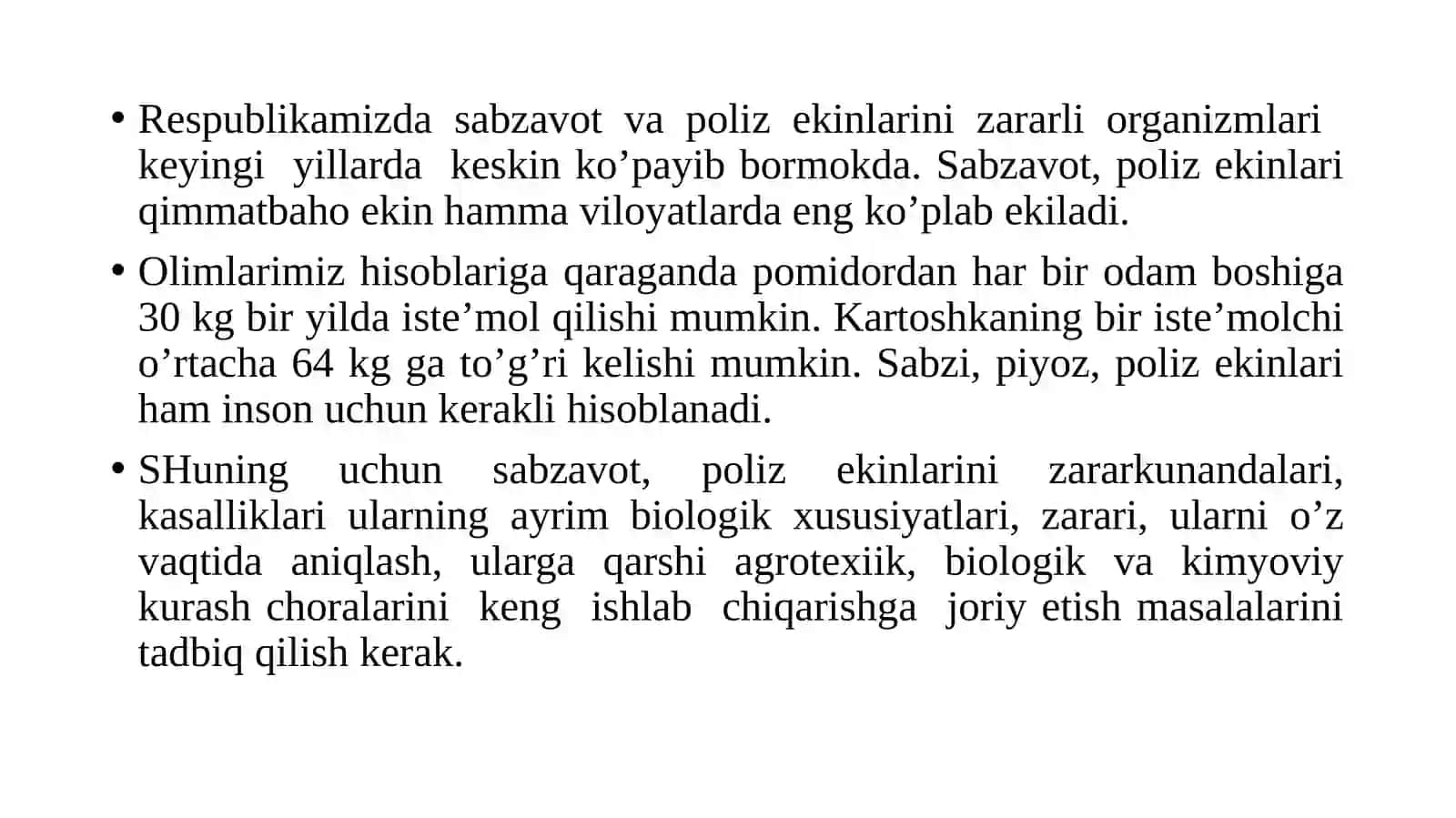 SABZAVOT, POLIZ EKINLARINI ZARARKUNANDALARI VA QARSHI KURASH CHORALARI 3