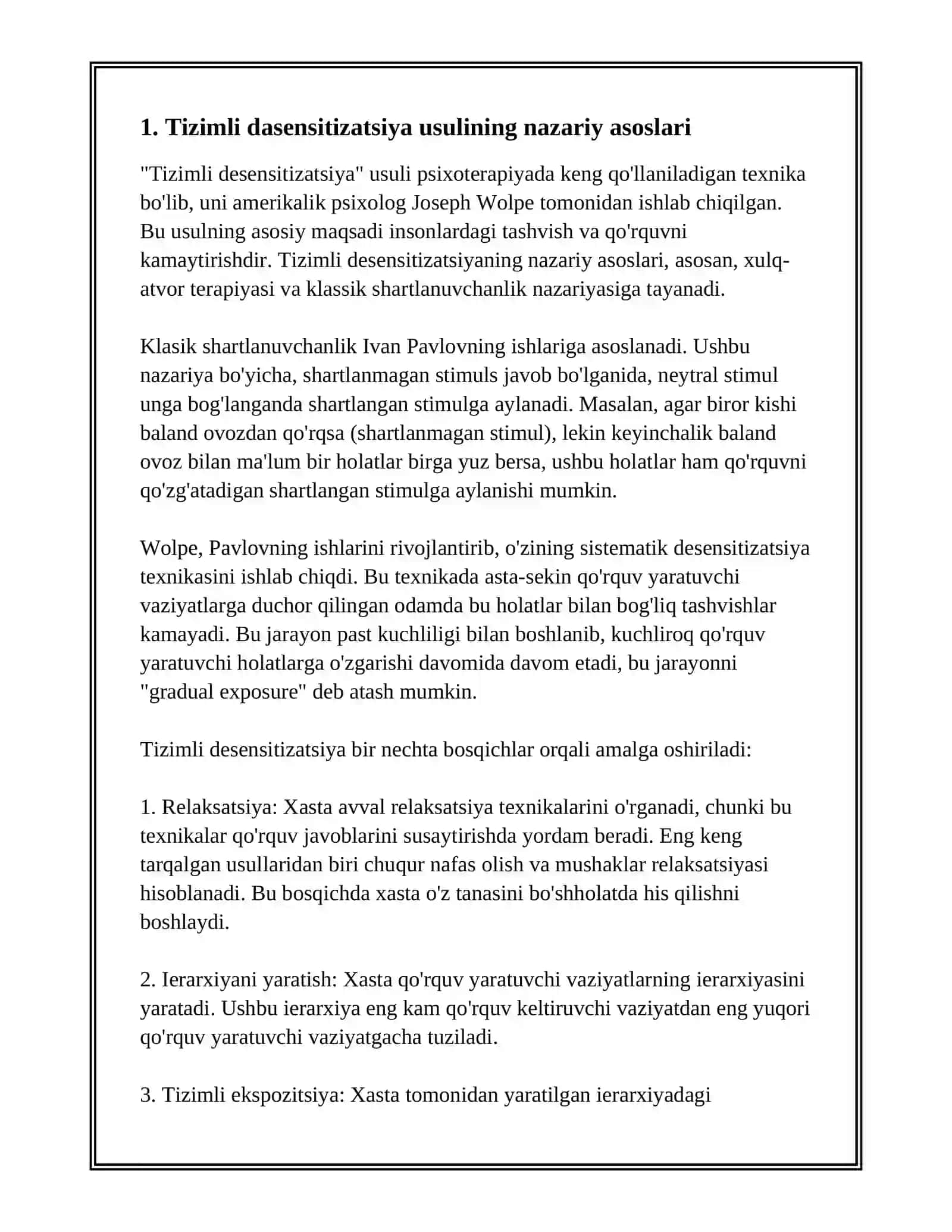TIZIMLI DASENSITIZATSIYA USULI 3
