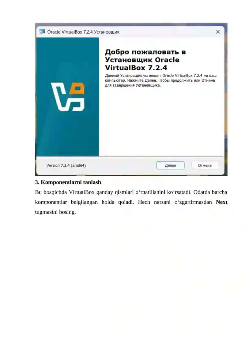 VirtualBox dasturini o‘rnatish 3