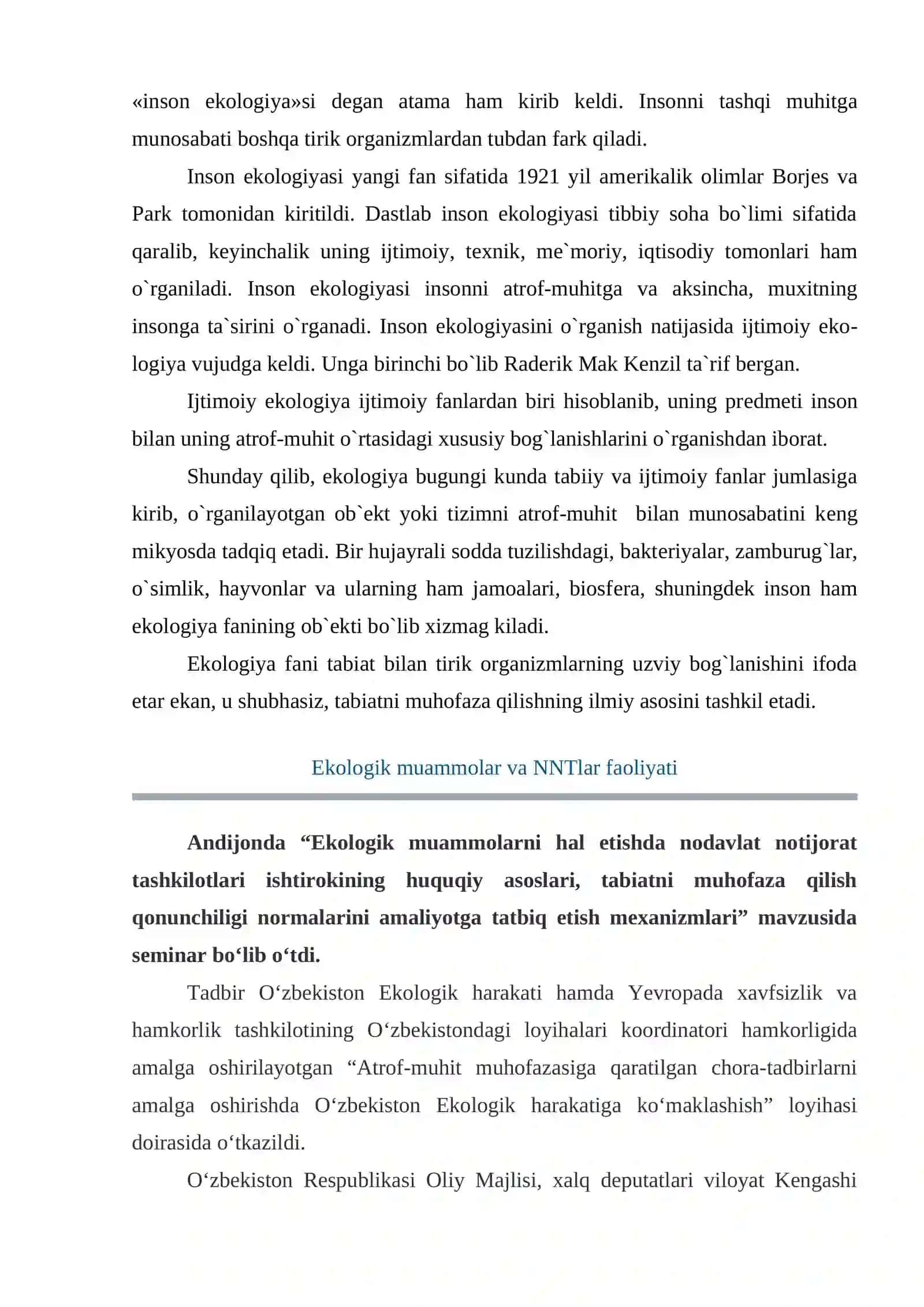 Ekologik muammolar va NNTlar faoliyati 3