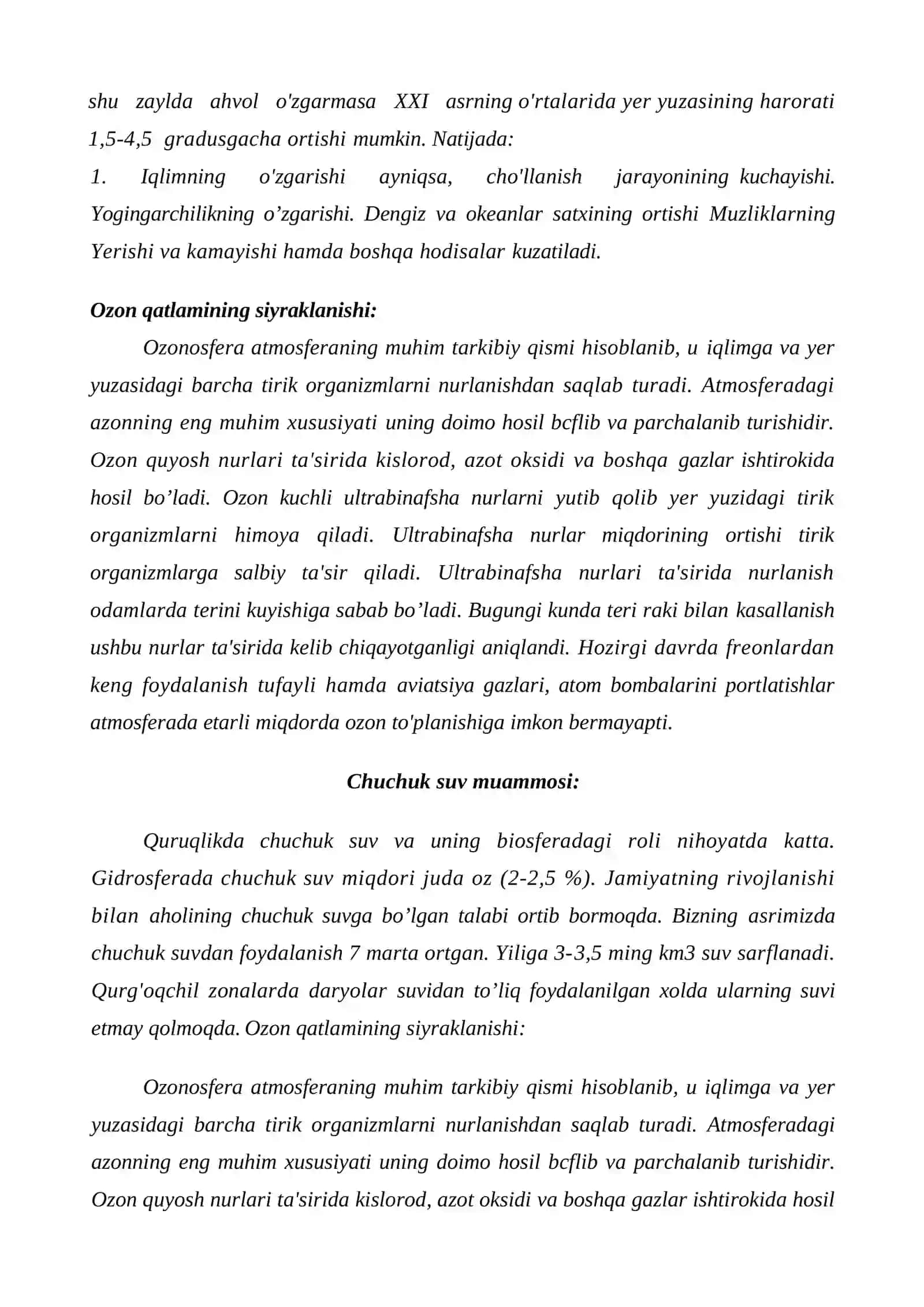 Global Mintaqaviy va mahalliy ekologik muammolar 3