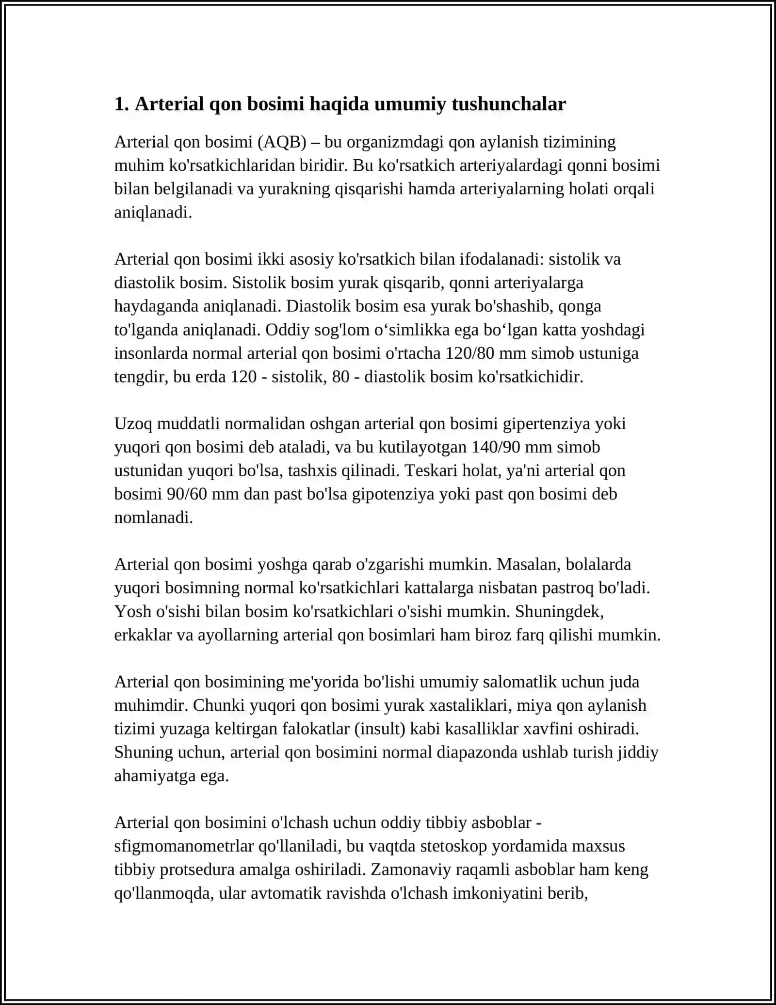 ARTERIAL BOSIMNING ANIQLASHNING FIZIK ASOSLARI. PULS TULQINI 3