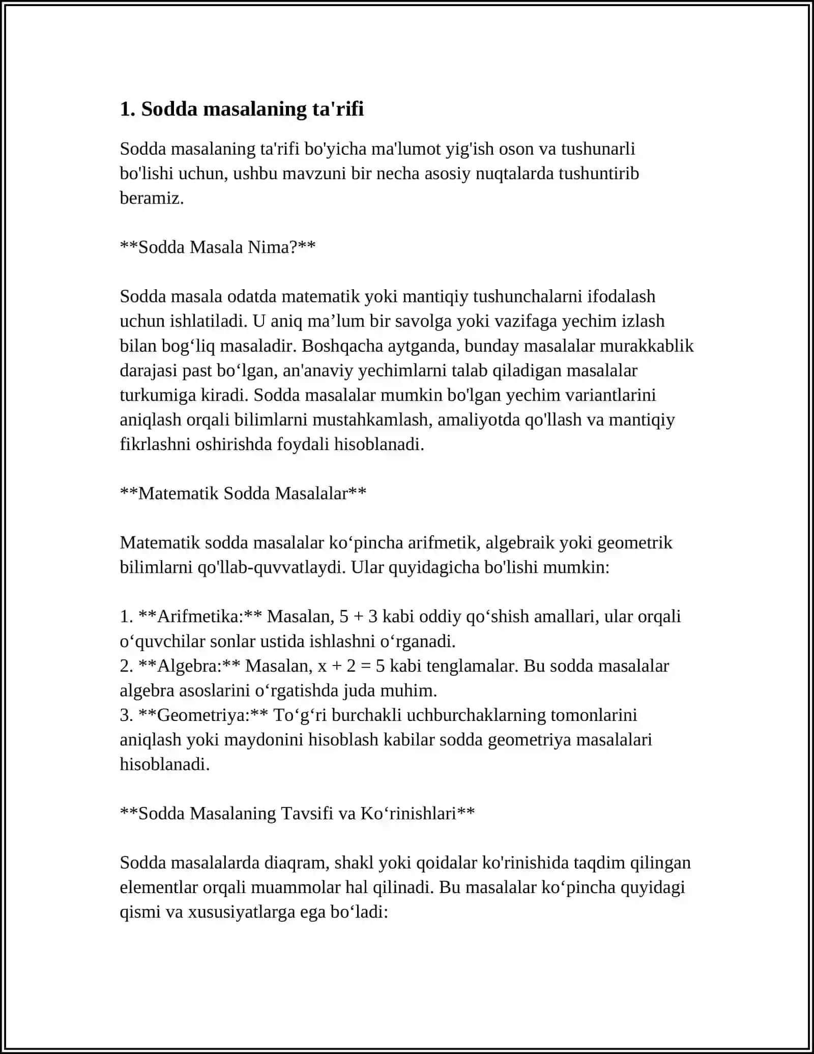 Sodda Masala Tushunchasi 3