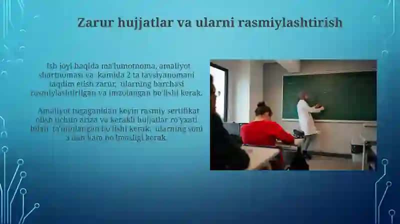 Birinchi yarim yillik malakaviy amaliyot bo‘yicha taqdimot tayyorlash 3