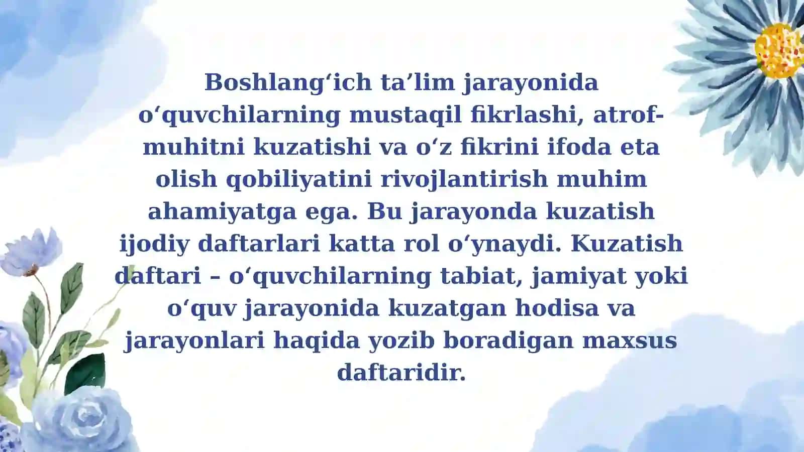 Kuzatish ijodiy daftarlarni yuritishning xususiyatlari 3