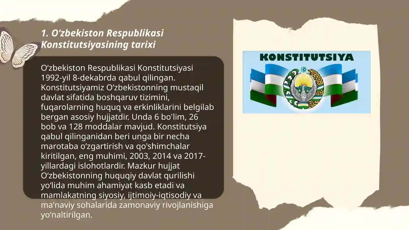 Yangi tahrirdagi Oʻzbekiston Respublikasi Konstitutsiyasini oʻrganish fani predmeti 3