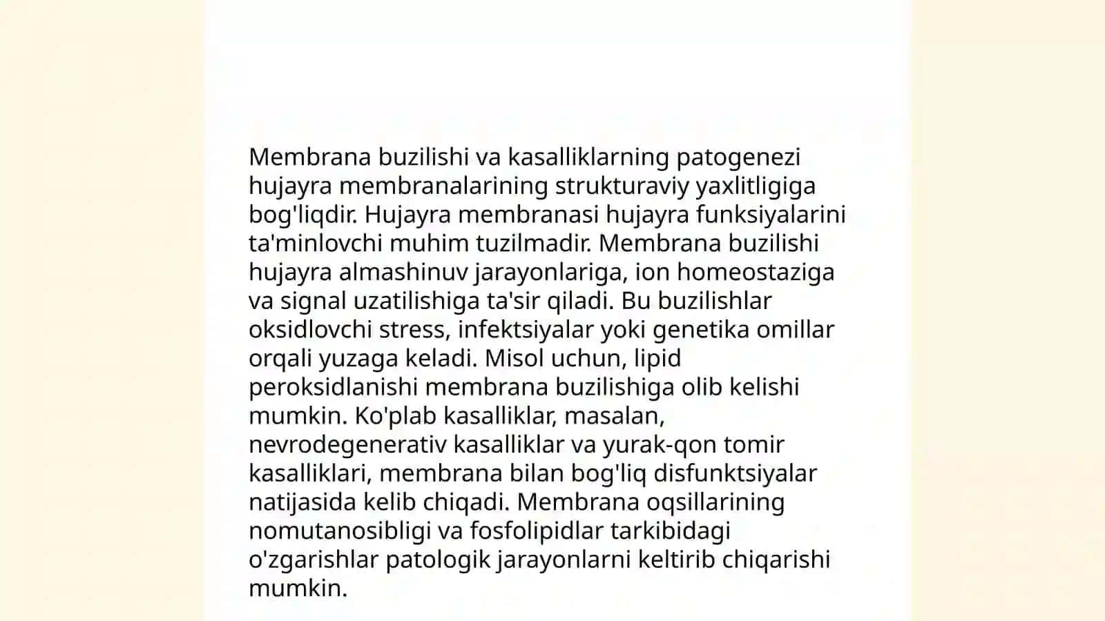 Membranalar buzilishlarni patologik jarayonni kelib chiqishidagi oʻrni 3