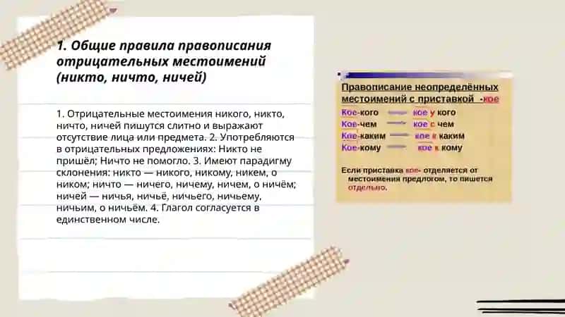 Правописание отрицательных и неопределенных местоимений 3