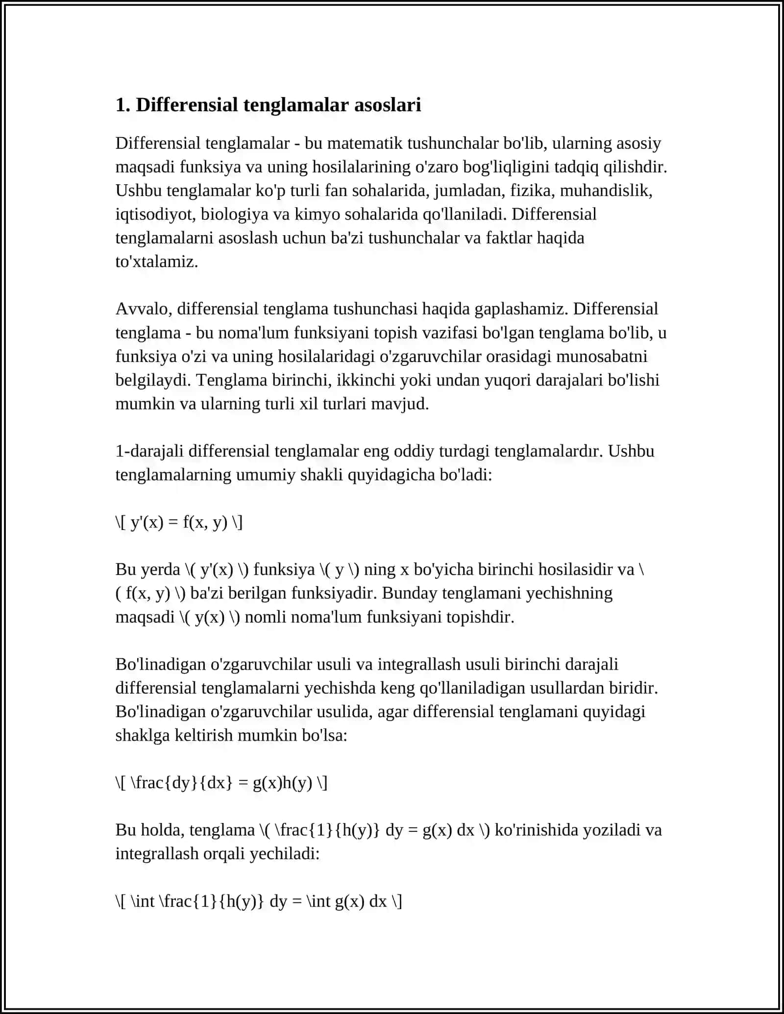 MUSTAQIL ISH Mavzu: DIFFRENSIAL TENGLAMALAR 3