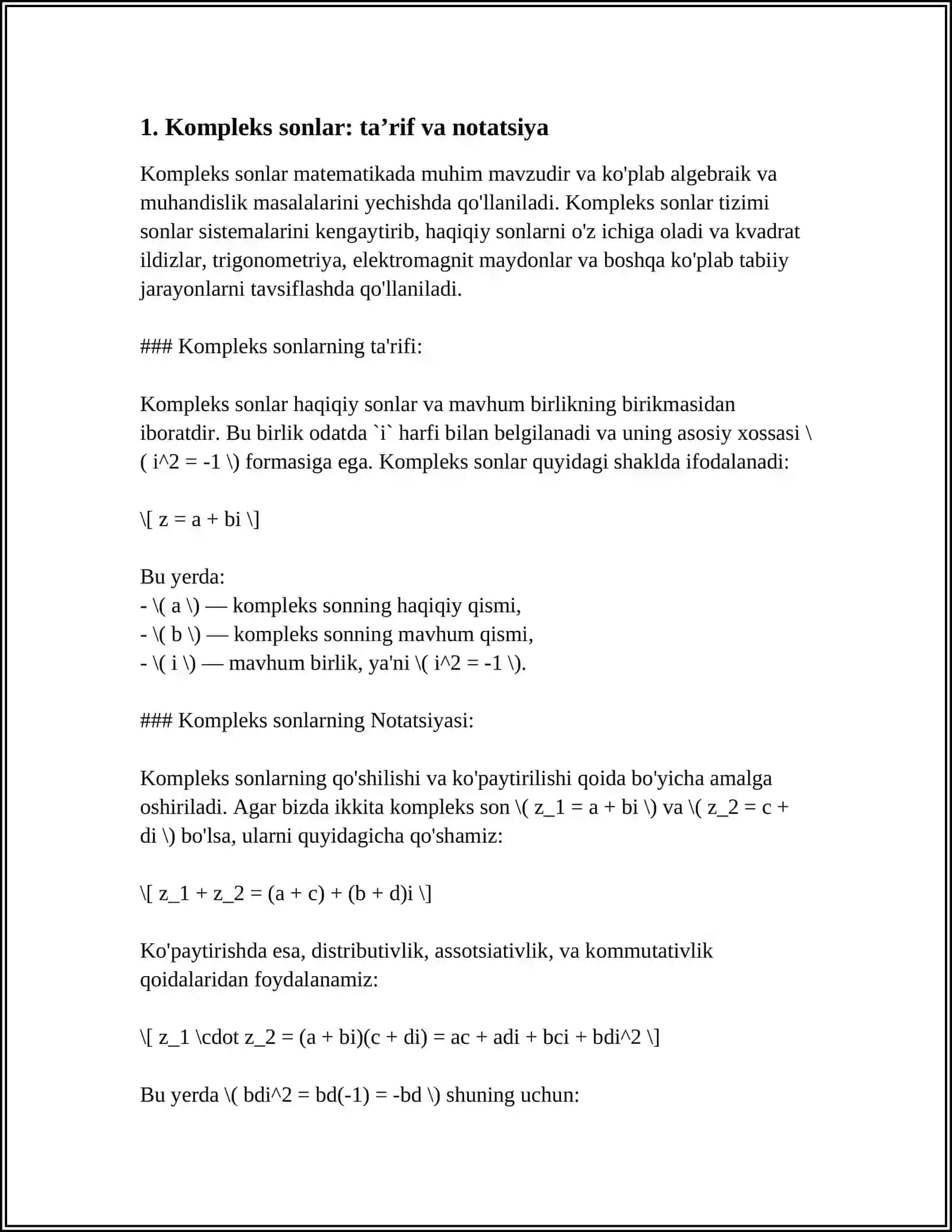 Kompleks Sonlar 3