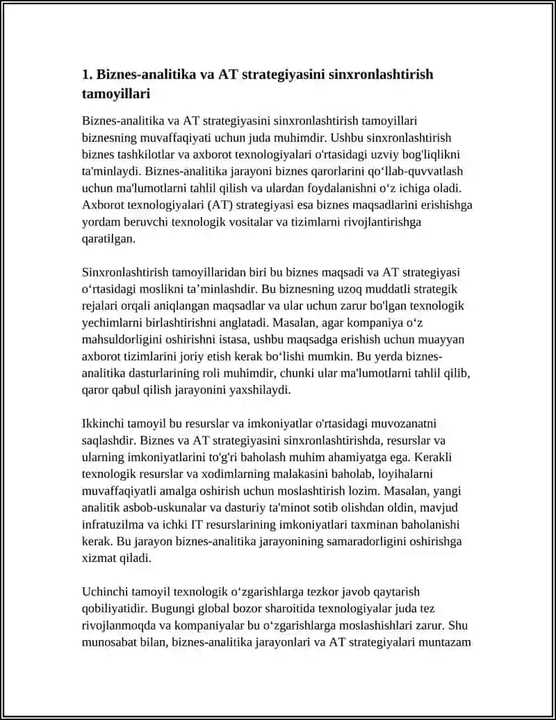 BIZNES-ANALITIKA VA AT STRATEGIYASI O‘RTASIDAGI BOG‘LIQLIK 3