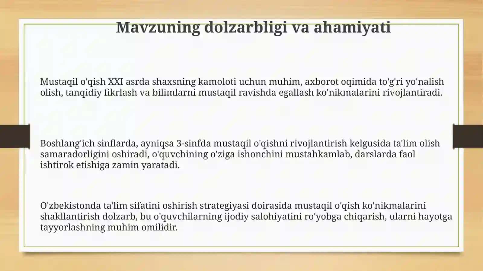 Mavzuning dolzarbligi va ahamiyati 3