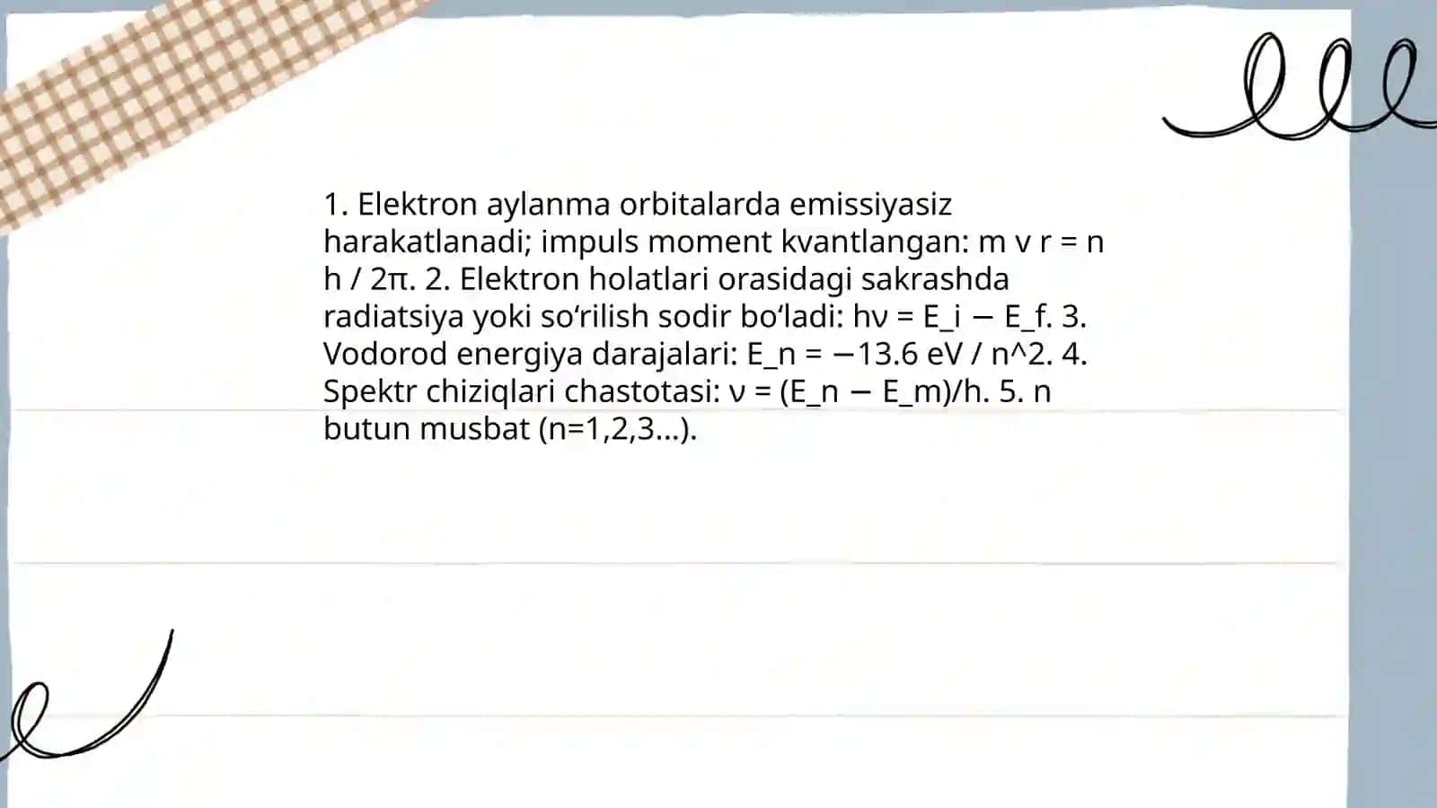 Vodorod atomining Bor nazariyasi 3