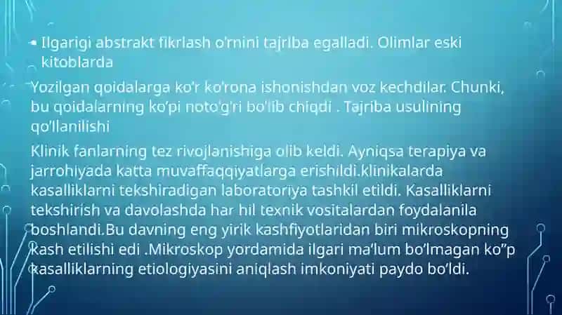 17 asrdagi tabiiy fanlardagi tubBurilish va uning tibbiyotdagi o’rni 3