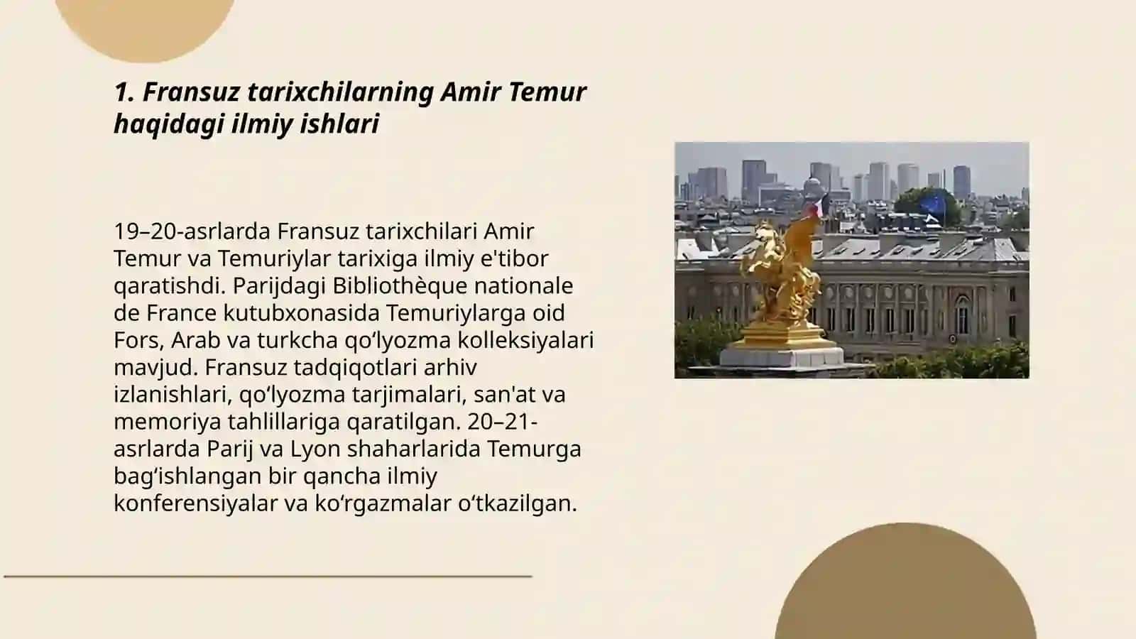 Fransuz tarixchilarning Amir Temur haqidagi ilmiy ishlari 3