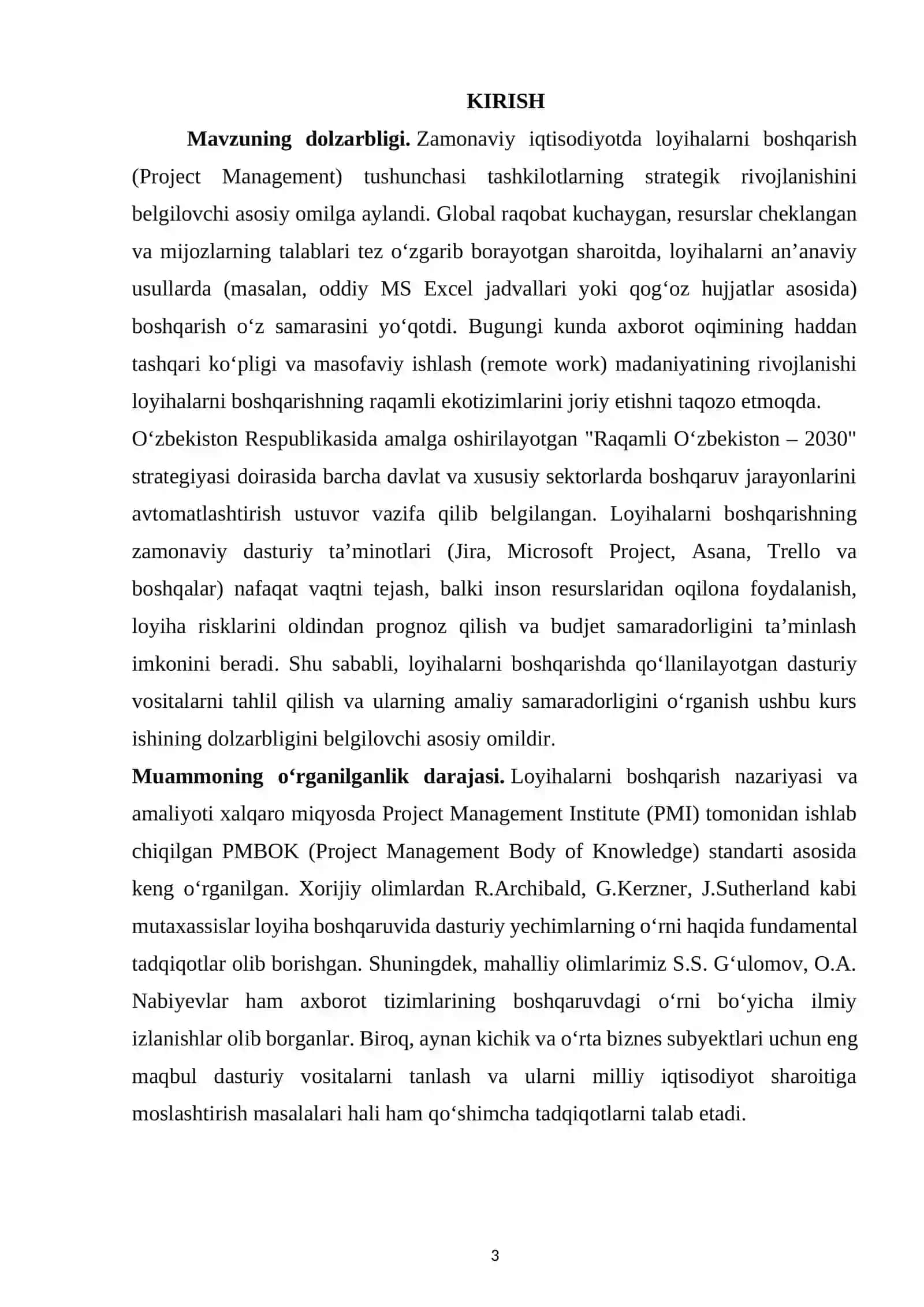 Loyihalarni Boshqarishning Amaliyotda Uchrayotgan Dasturi 3