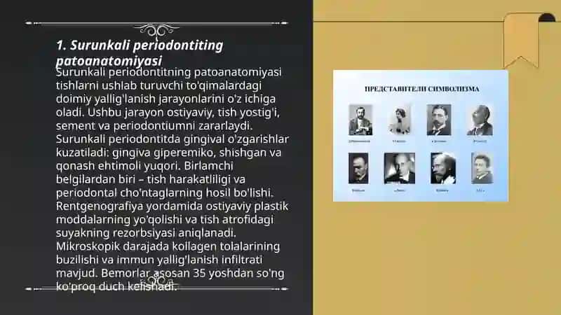 Surunkali periodontitning patologik anatomiyasi infitsirlangan ildiz kanallarini zararsizlantirish uchun ishlariladigon antiseptiklar 3