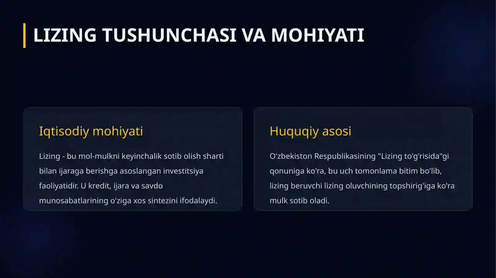 Lizing va uning investitsiya faoliyatidagi ahamiyati 3