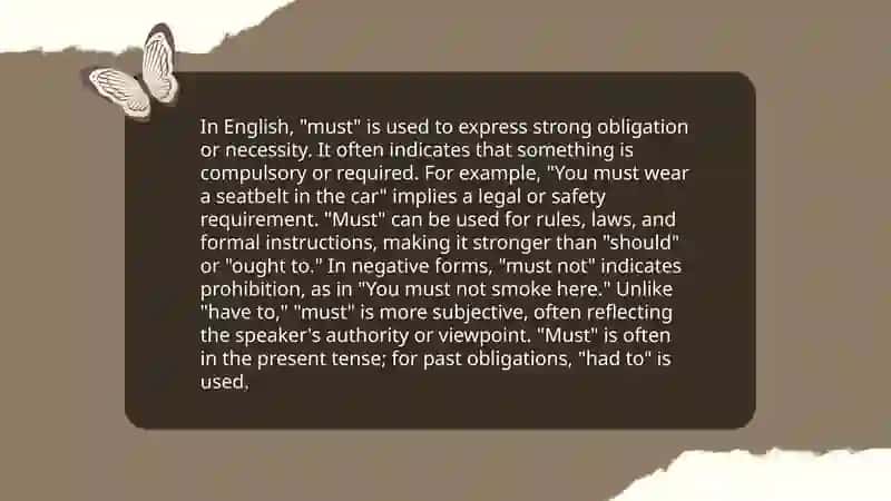 Modal verbs (must, have to, need to, should, might, negative forms) 3