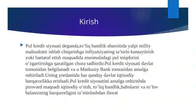 Davlatning pul kredit siyosati maqsad va dastaklari 3