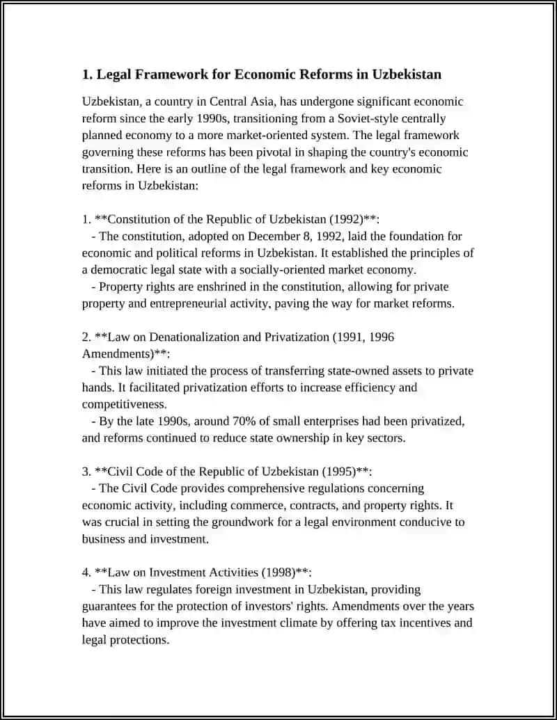 Legal Framework for Economic Reforms in Uzbekistan 3