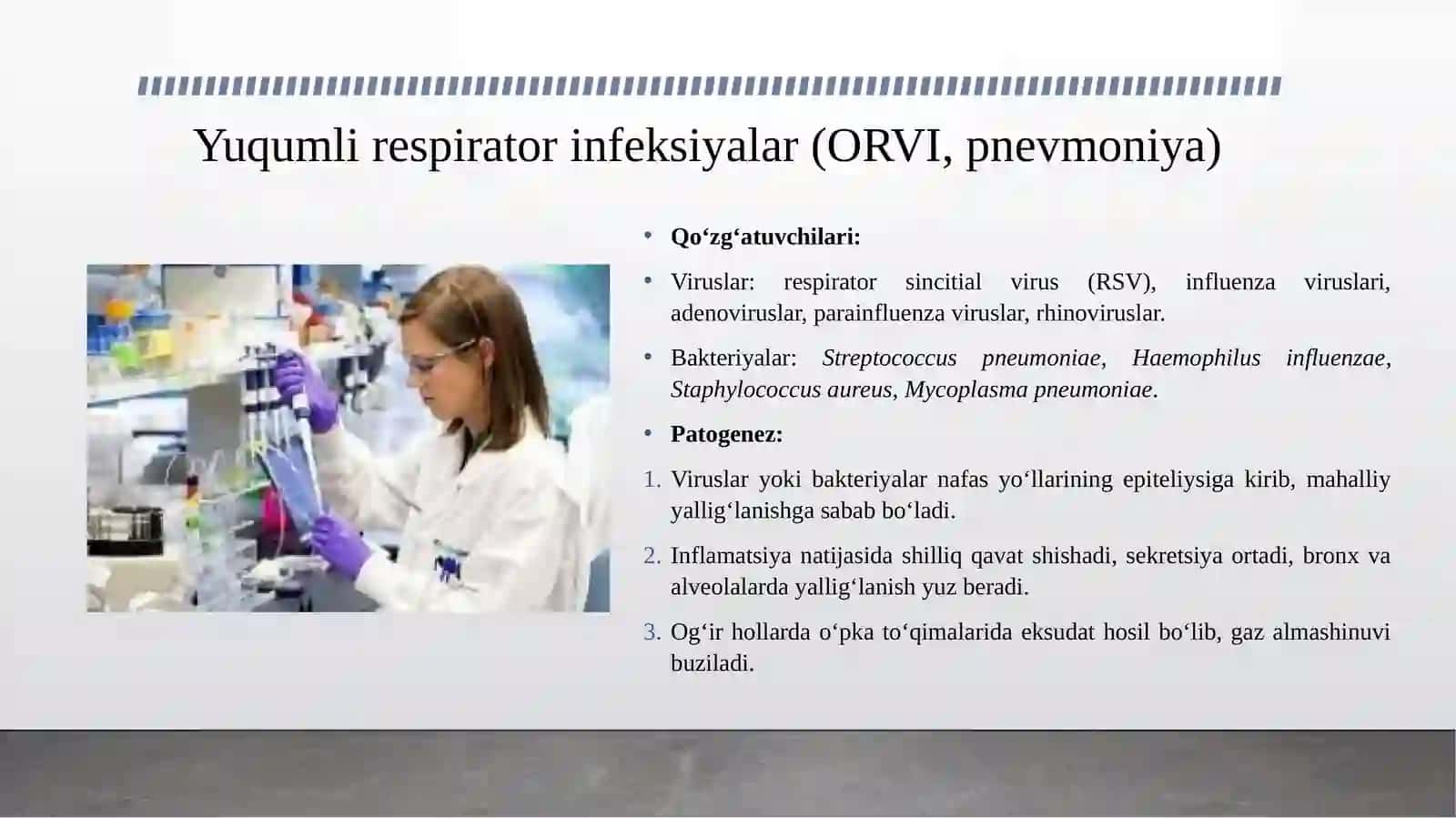 Pediatriya amaliyotda ko'p uchraydigan infeksiyalar qo‘zg'atuvchilari, patogenez, laboratoriya tashhisi. 3