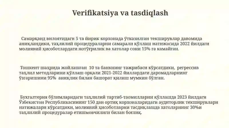 Таҳлилий амаллар бўйича тахлилий амалларнинг қўлланилиши 3