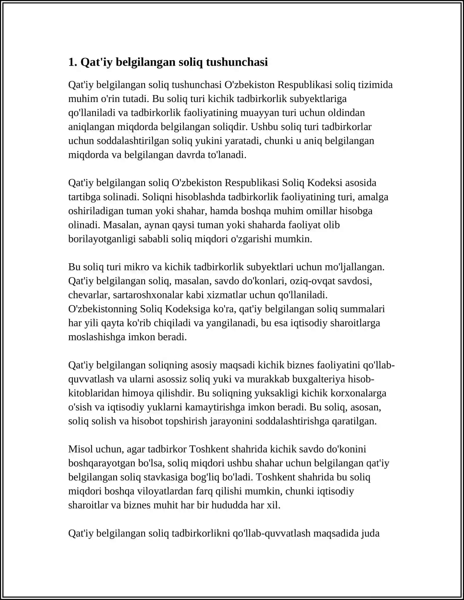 QAT IY BELGILANGAN SOLIQNI TO LOVCHILAR TARKIBI, SOLIQQA TORTISH OBYEKTI VA SOLIQ SOLINADIGAN BAZA 3