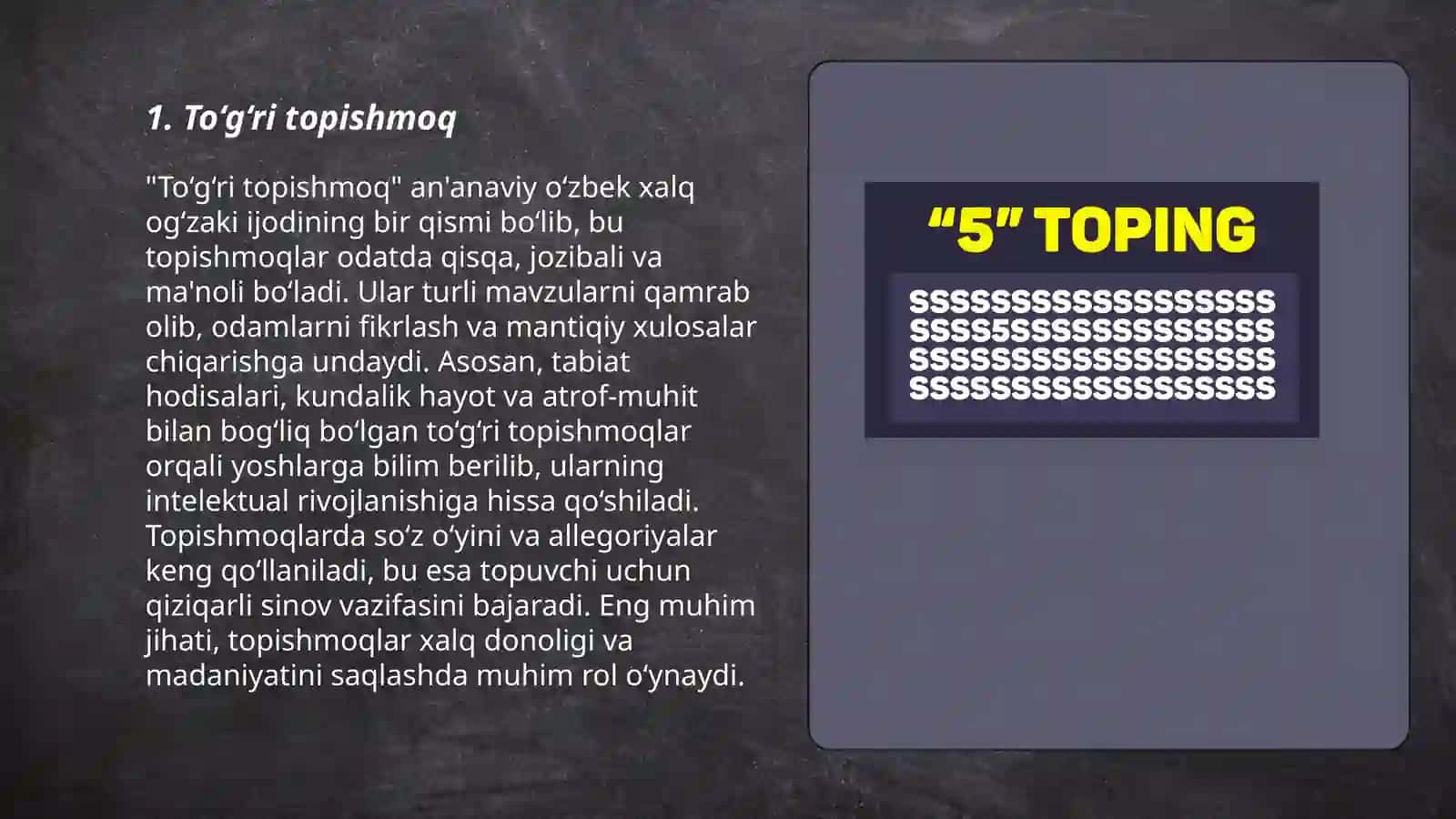 Topishmoqlar 3