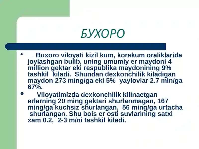 Buxoroviloyati Ekologiyasi 3