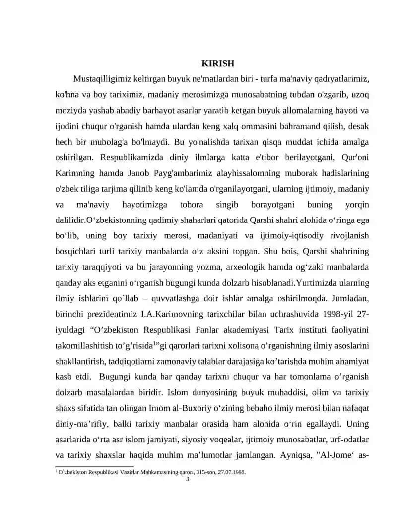IMOM AL–BUXORIYNING ILMIY MEROSI TARIXIY MANBA SIFATIDA 3