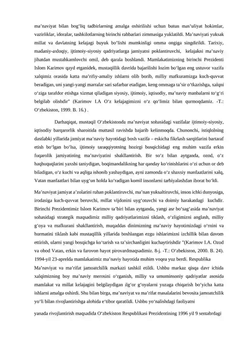 Ma’naviy-ma’rifiy islohotlar davlat siyosatining ustuvor yo‘nalishi 3