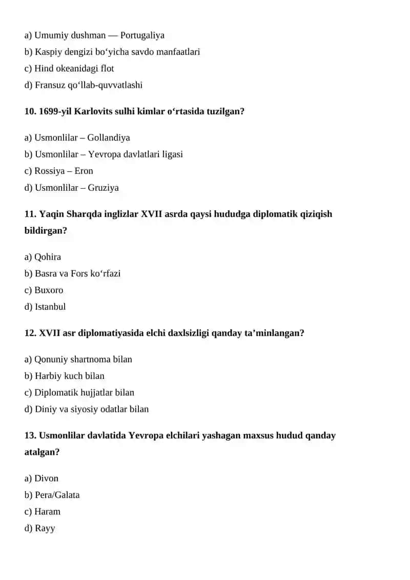 XVII – XVIII asrda Yaqin Sharqda xalqaro munosabatlar va diplomatiya 3
