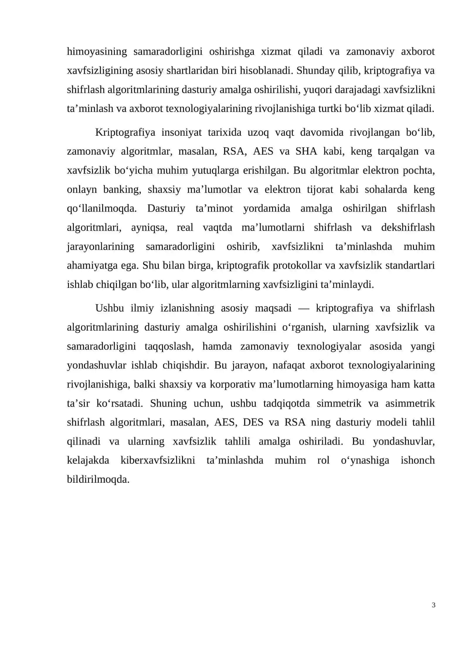 Kriptografiya va shifrlash algoritmlarining dasturiy amalga oshirilishi 3