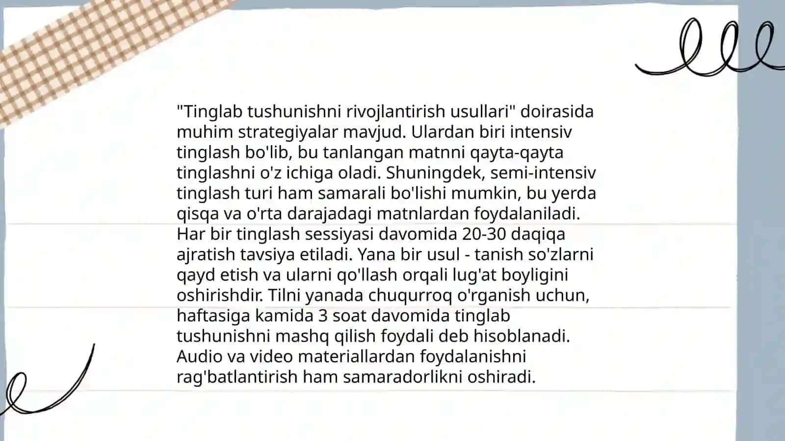 Oʻquvchilarda tinglab tushunish koʻnikmalarini shakllantirish mazmuni 3