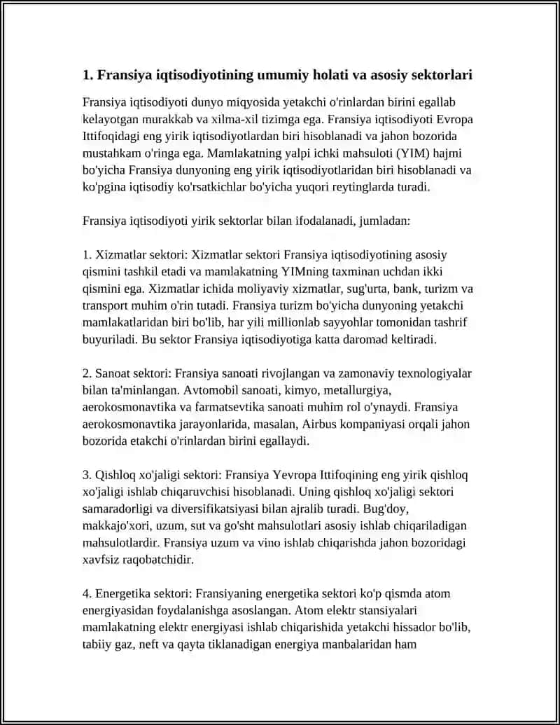 FRANSIYA IQTISODIYOTI, JAHON MAMLAKATLARI BILAN OLIB BORAYOTGAN IQTISODIY MUNOSABATLARI 3