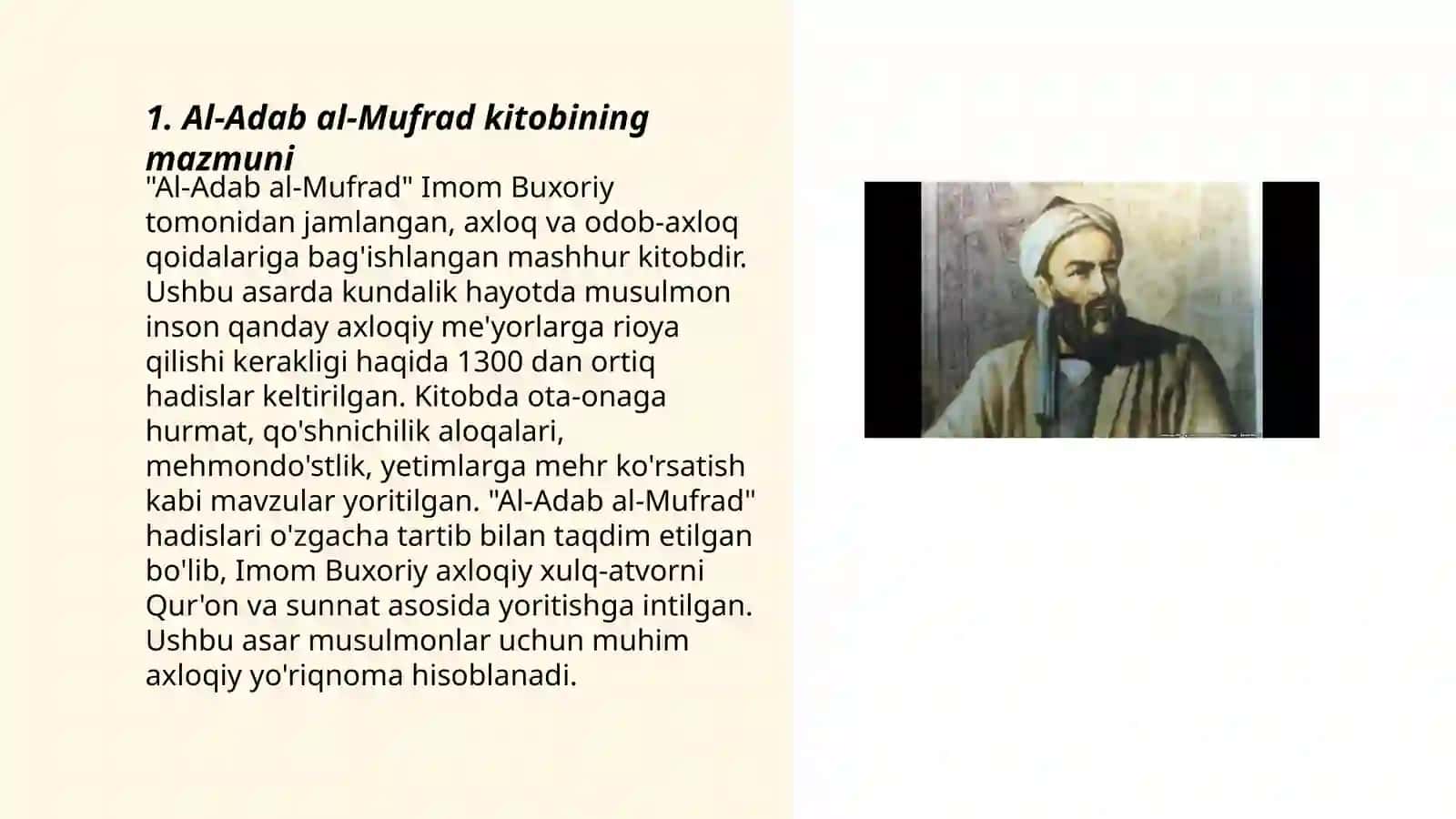 Abu Abduloh ibn Ismoil al Buxoriyning,,Al-adab al-mufrad" kitobi haqida 3