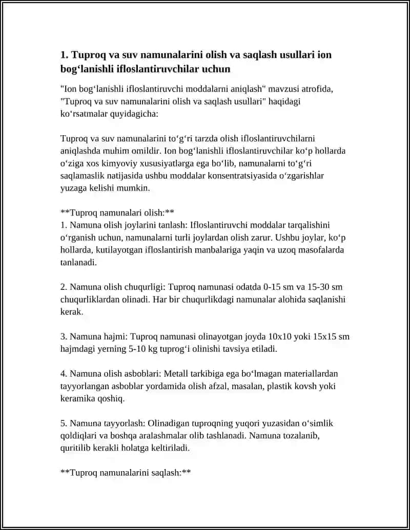 TUPROQ VA SUV ION BOG‘LANISHLI IFLOSLANTIRUVCHI MODDALARNI ANIQLASH 3