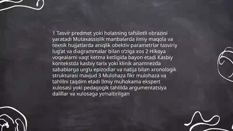 Matn tiplari tasvir hikoya mulohaza(mutaxassislikka oid manbalar misolida 3