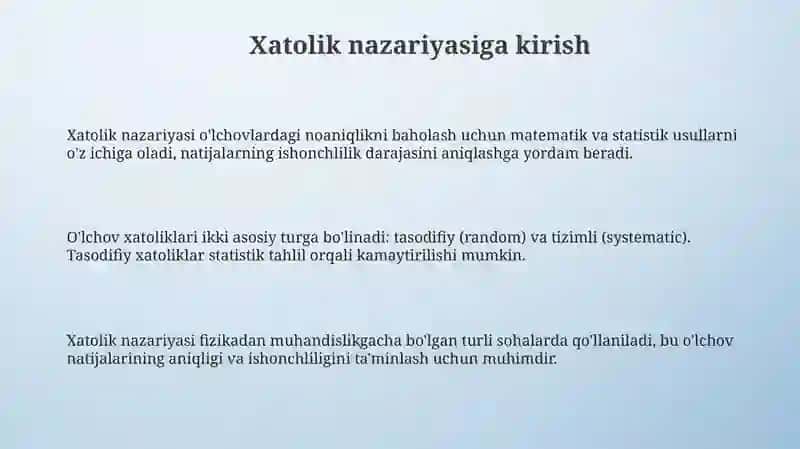 Xatoliklar nazariyasi elementlari 3