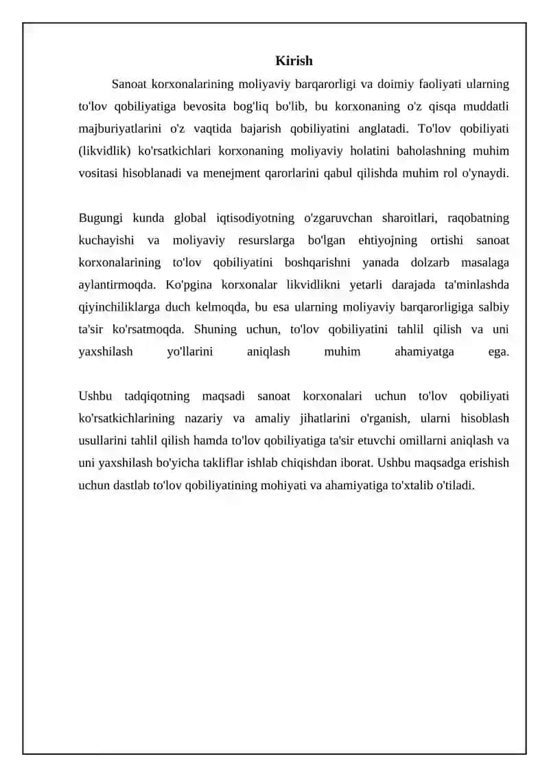 Sanoat korxonalarining to‘lov qobiliyati (likvidlik) ko‘rsatkichlari 3