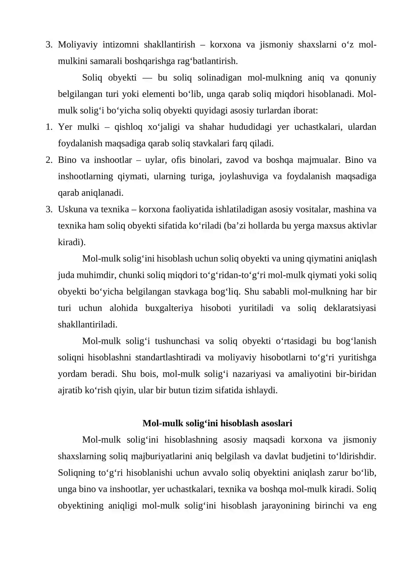 MOL-MULK SOLIG`INI HISOBLASH VA UNING BUXGALTERIYA HISOBI 3