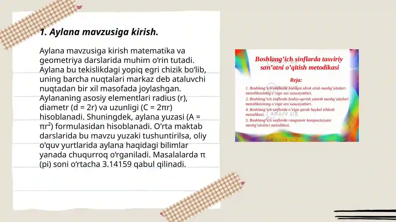 Aylana mavzusini oʻqitish metodikasi 3