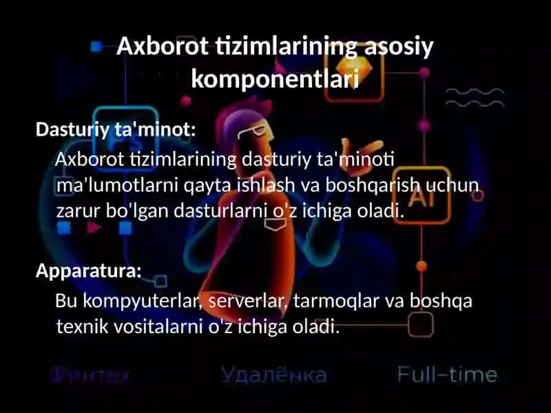 Axborot tizimlarida asosiy rol o’ynovchi funksiyalar 3
