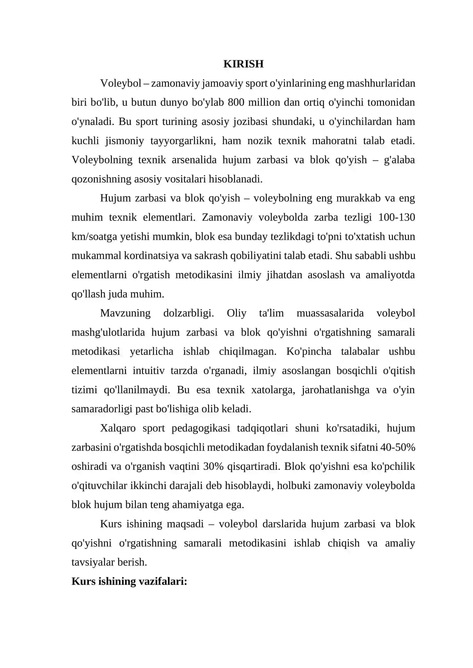 Voleybol darslarida hujum zarbasi va blok qo'yishni o'rgatish metodikasi 3